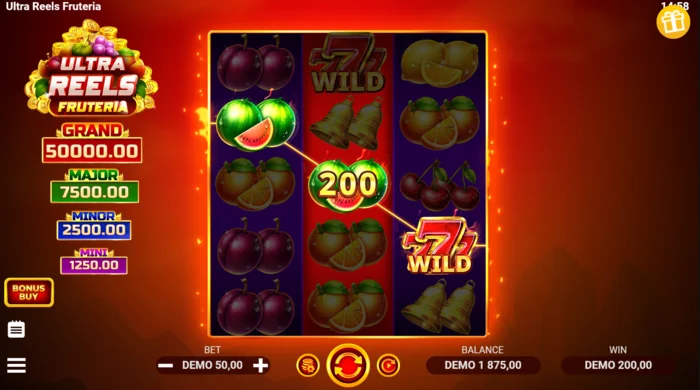 Ultra Reels Fruteria - garisan pembayaran dengan tujuh emas